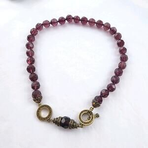 HEIDI DAUS Long Purple Crystal Beaded Formal Necklace Retired 24" Layering